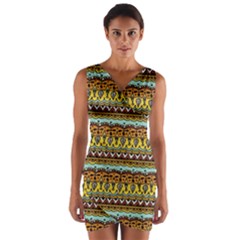 Bohemian Fabric Pattern Wrap Front Bodycon Dress by BangZart