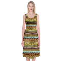 Bohemian Fabric Pattern Midi Sleeveless Dress by BangZart