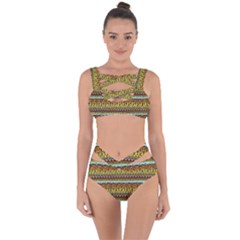 Bohemian Fabric Pattern Bandaged Up Bikini Set 