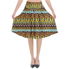 Bohemian Fabric Pattern Flared Midi Skirt