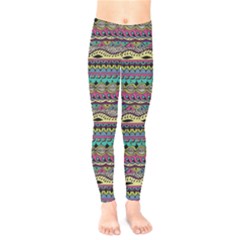 Aztec Pattern Cool Colors Kids  Leggings 