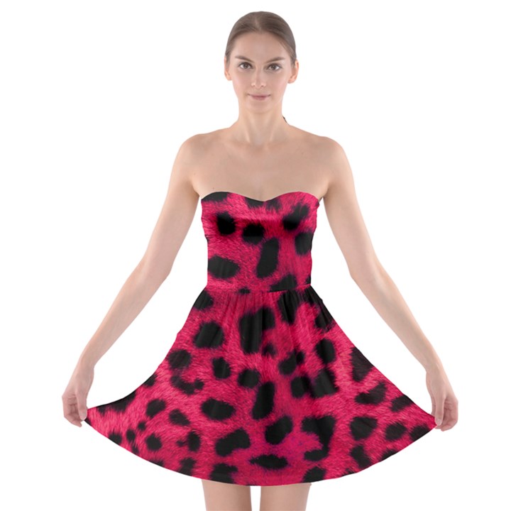 Leopard Skin Strapless Bra Top Dress