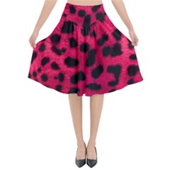 Leopard Skin Flared Midi Skirt