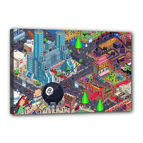 Pixel Art City Canvas 18  X 12  by BangZart