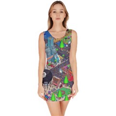 Pixel Art City Sleeveless Bodycon Dress by BangZart