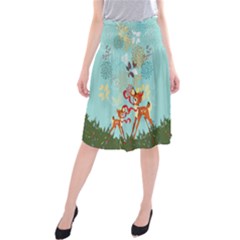 Mama Deer Baby Deer Midi Beach Skirt by twirlsandswirlsdesigns