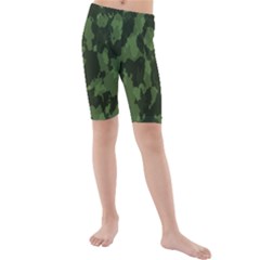 Camouflage Green Army Texture Kids  Mid Length Swim Shorts by BangZart