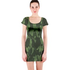 Camouflage Green Army Texture Short Sleeve Bodycon Dress by BangZart