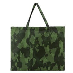 Camouflage Green Army Texture Zipper Large Tote Bag by BangZart