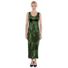 Camouflage Green Army Texture Fitted Maxi Dress by BangZart