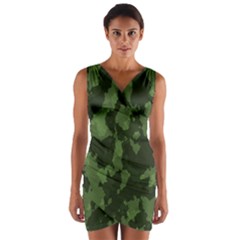 Camouflage Green Army Texture Wrap Front Bodycon Dress by BangZart