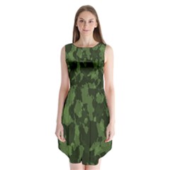 Camouflage Green Army Texture Sleeveless Chiffon Dress   by BangZart