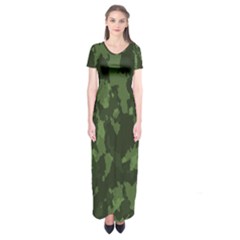 Camouflage Green Army Texture Short Sleeve Maxi Dress by BangZart