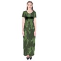 Camouflage Green Army Texture Short Sleeve Maxi Dress View1