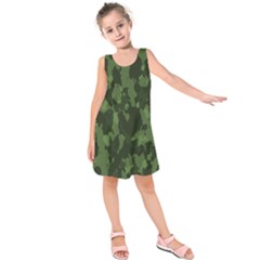 Camouflage Green Army Texture Kids  Sleeveless Dress by BangZart