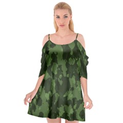 Camouflage Green Army Texture Cutout Spaghetti Strap Chiffon Dress