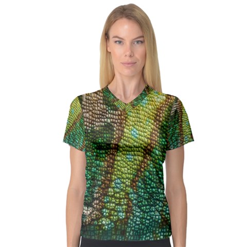 Chameleon Skin Texture Women s V-neck Sport Mesh Tee by BangZart