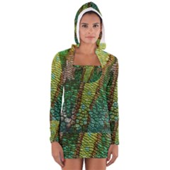 Chameleon Skin Texture Women s Long Sleeve Hooded T-shirt by BangZart