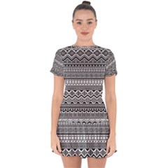 Aztec Pattern Design Drop Hem Mini Chiffon Dress