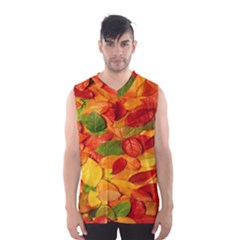 Leaves Texture Men s Basketball Tank Top by BangZart