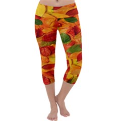 Leaves Texture Capri Yoga Leggings by BangZart