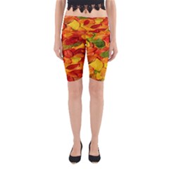 Leaves Texture Yoga Cropped Leggings by BangZart