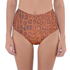 Crocodile Skin Texture Reversible High-waist Bikini Bottoms