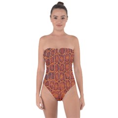 Crocodile Skin Texture Tie Back One Piece Swimsuit