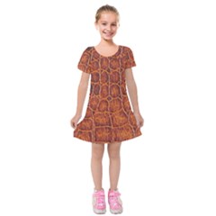 Crocodile Skin Texture Kids  Short Sleeve Velvet Dress by BangZart