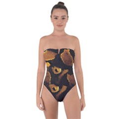 Gold Snake Skin Tie Back One Piece Swimsuit