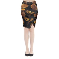 Gold Snake Skin Midi Wrap Pencil Skirt by BangZart