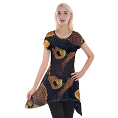 Gold Snake Skin Short Sleeve Side Drop Tunic by BangZart