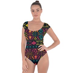 Bohemian Patterns Tribal Short Sleeve Leotard 