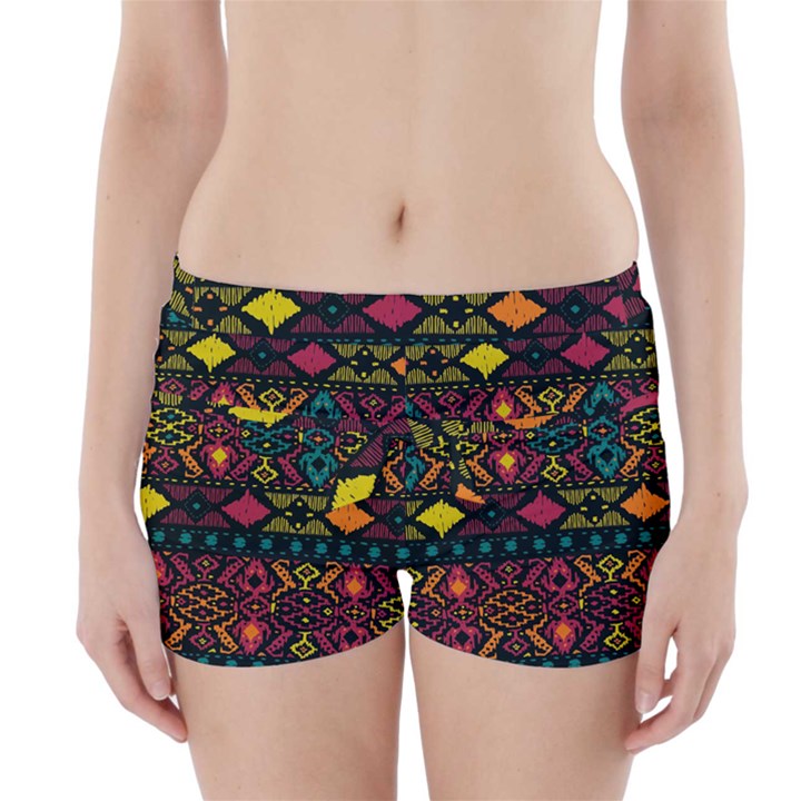 Bohemian Patterns Tribal Boyleg Bikini Wrap Bottoms