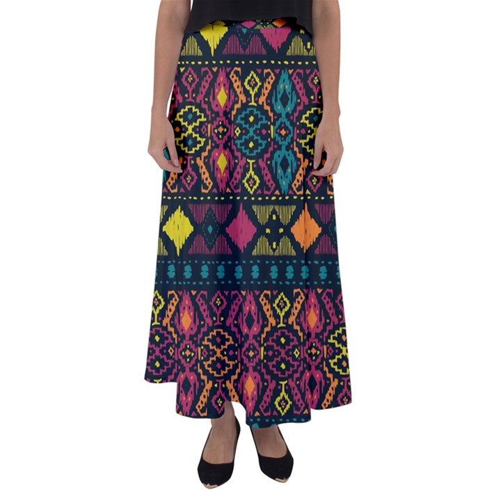 Bohemian Patterns Tribal Flared Maxi Skirt