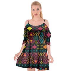 Bohemian Patterns Tribal Cutout Spaghetti Strap Chiffon Dress