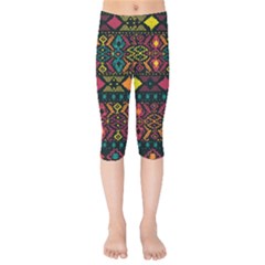 Bohemian Patterns Tribal Kids  Capri Leggings 