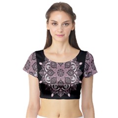 Ornate Mandala Short Sleeve Crop Top (tight Fit)