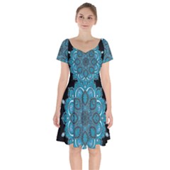 Ornate Mandala Short Sleeve Bardot Dress