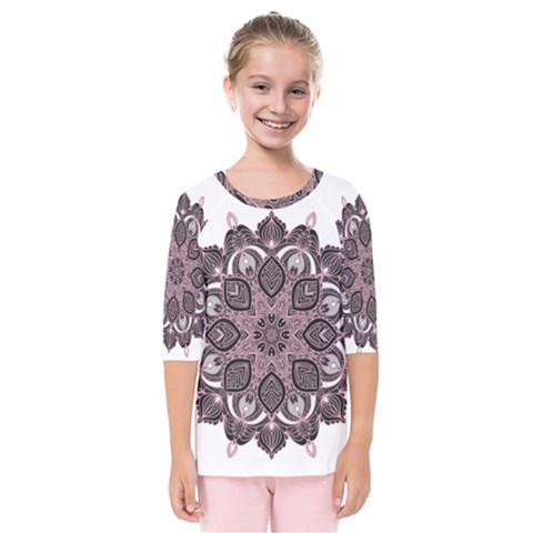 Ornate Mandala Kids  Quarter Sleeve Raglan Tee by Valentinaart