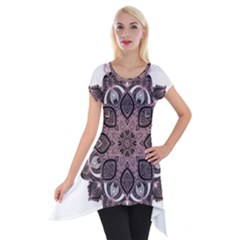 Ornate Mandala Short Sleeve Side Drop Tunic by Valentinaart