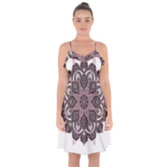 Ornate Mandala Ruffle Detail Chiffon Dress