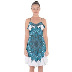 Ornate Mandala Ruffle Detail Chiffon Dress