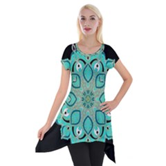 Ornate Mandala Short Sleeve Side Drop Tunic by Valentinaart