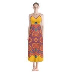 Ornate Mandala Button Up Chiffon Maxi Dress