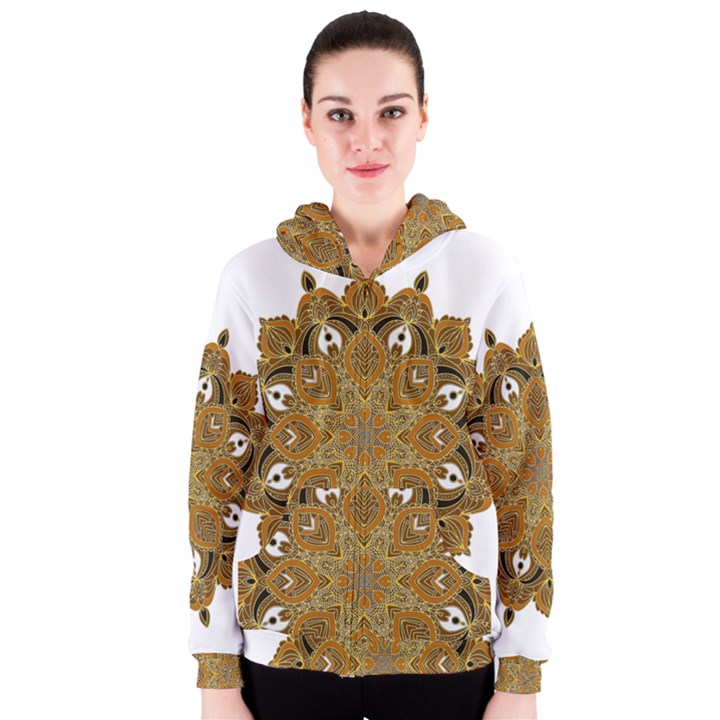 Ornate mandala Women s Zipper Hoodie