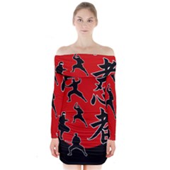 Ninja Long Sleeve Off Shoulder Dress by Valentinaart