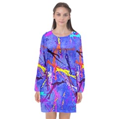 Paint Splashes                 Long Sleeve Chiffon Shift Dress by LalyLauraFLM