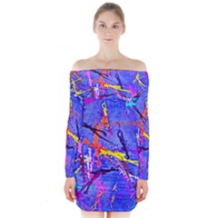 Paint Splashes                      Long Sleeve Off Shoulder Dress by LalyLauraFLM