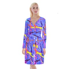 Paint Splashes                           Long Sleeve Velvet Front Wrap Dress by LalyLauraFLM